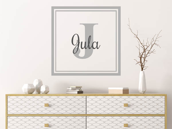 Wandtattoo Jula als eckiges Monogramm