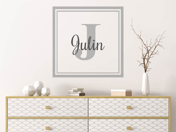Wandtattoo Julin als eckiges Monogramm