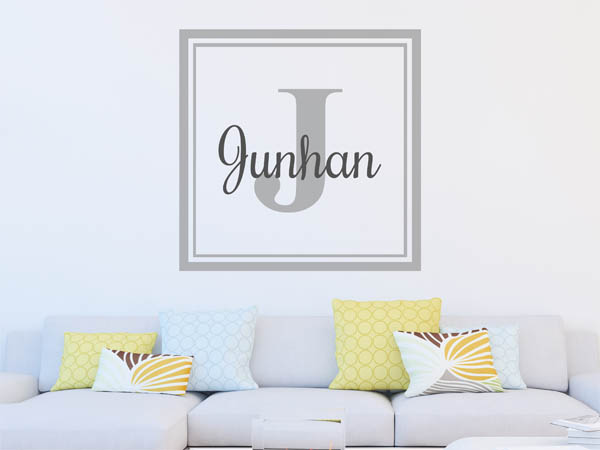 Wandtattoo Junhan als eckiges Monogramm