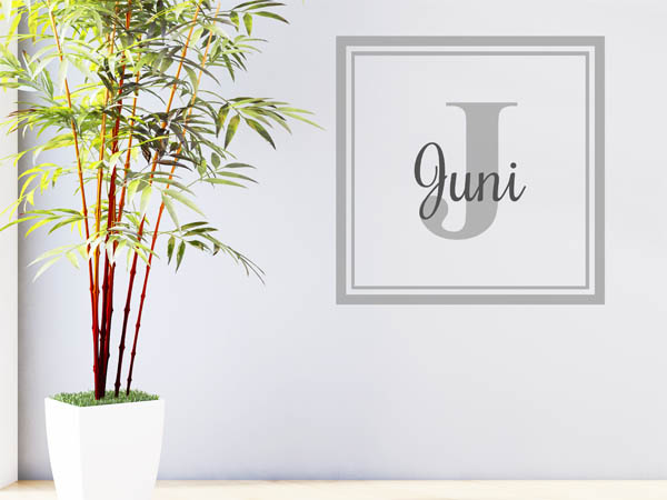 Wandtattoo Juni als eckiges Monogramm