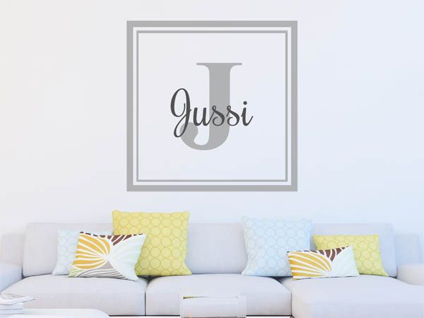 Wandtattoo Jussi als eckiges Monogramm