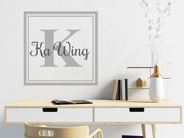 Wandtattoo Ka Wing als eckiges Monogramm