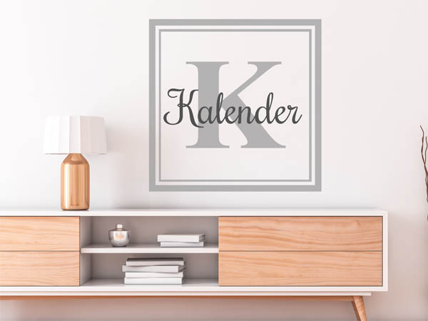 Wandtattoo Kalender als eckiges Monogramm