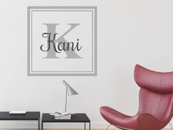 Wandtattoo Kani als eckiges Monogramm
