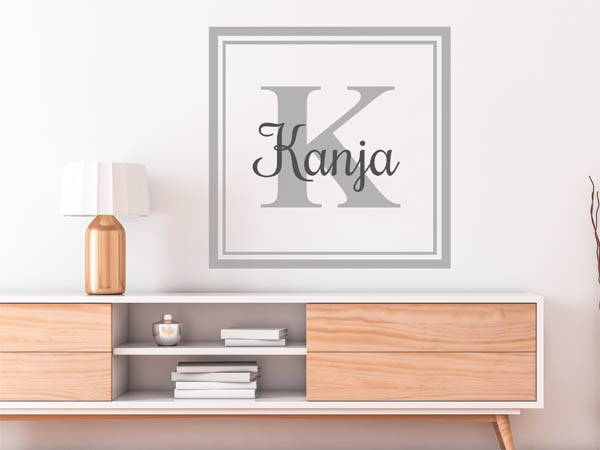 Wandtattoo Kanja als eckiges Monogramm