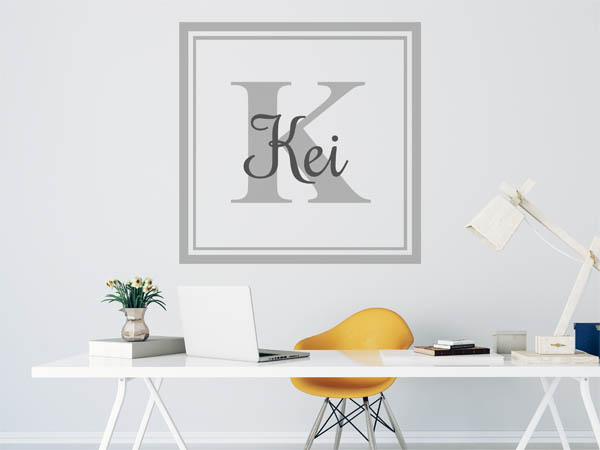 Wandtattoo Kei als eckiges Monogramm
