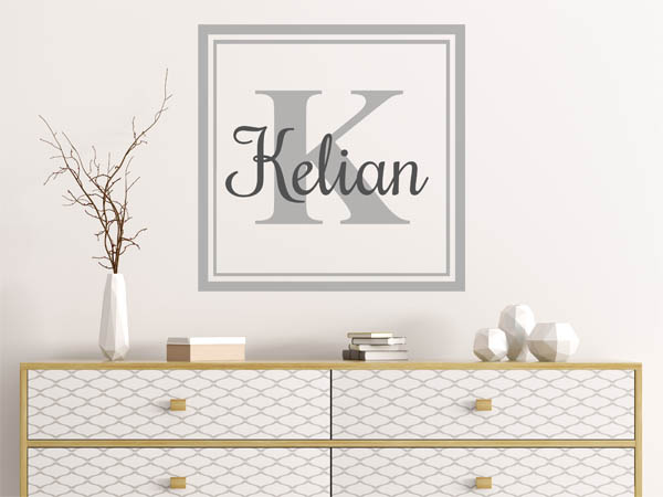 Wandtattoo Kelian als eckiges Monogramm