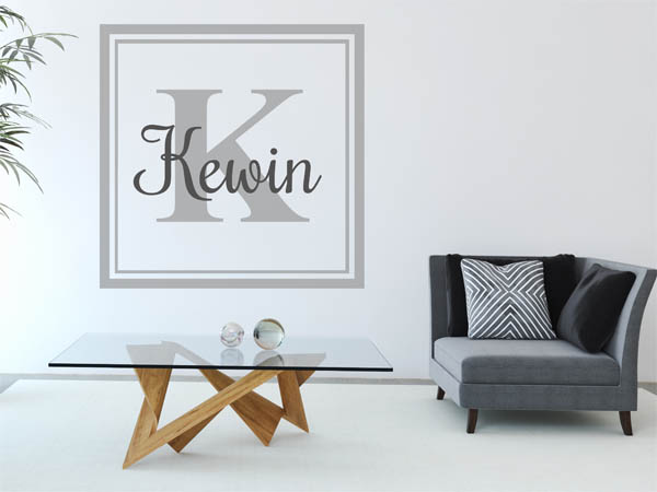 Wandtattoo Kewin als eckiges Monogramm
