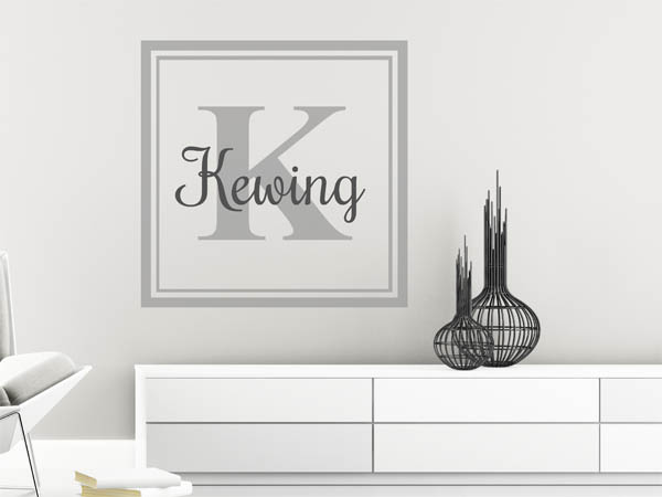 Wandtattoo Kewing als eckiges Monogramm