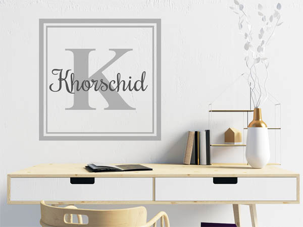 Wandtattoo Khorschid als eckiges Monogramm