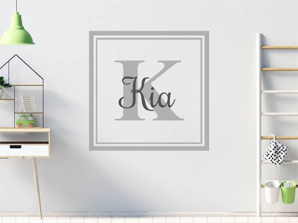 Wandtattoo Kia als eckiges Monogramm