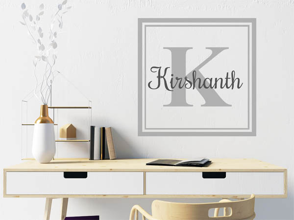 Wandtattoo Kirshanth als eckiges Monogramm