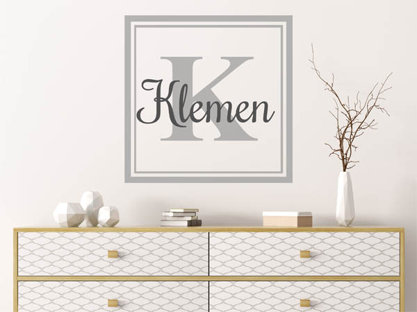 Wandtattoo Klemen als eckiges Monogramm