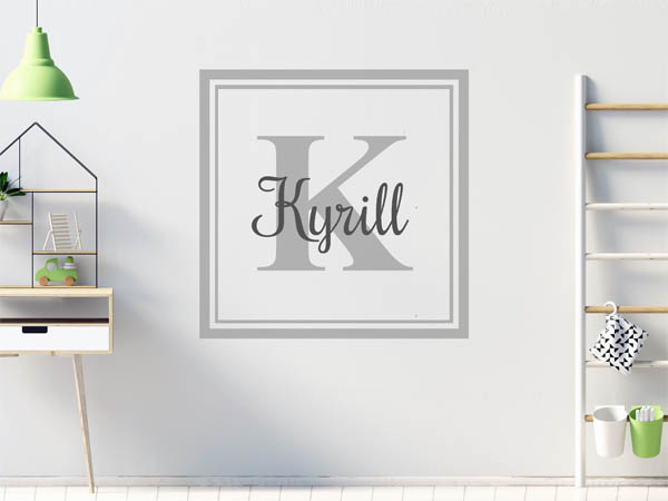 Wandtattoo Kyrill als eckiges Monogramm