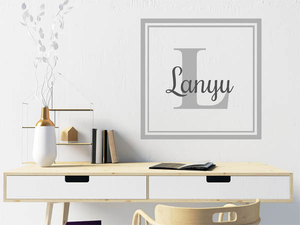 Wandtattoo Lanyu als eckiges Monogramm