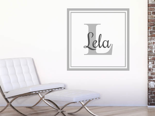 Wandtattoo Lela als eckiges Monogramm