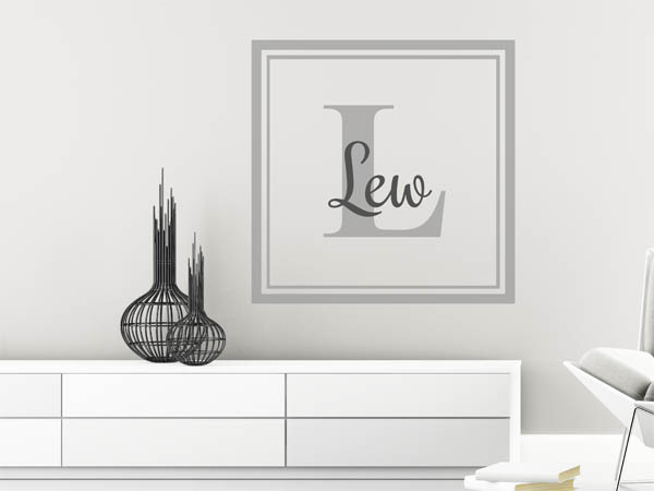 Wandtattoo Lew als eckiges Monogramm