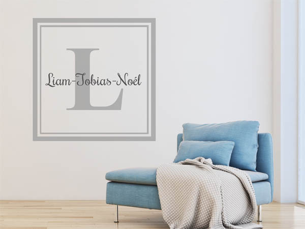 Wandtattoo Liam-Tobias-Noél als eckiges Monogramm