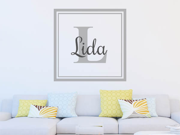 Wandtattoo Lida als eckiges Monogramm