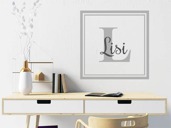 Wandtattoo Lisi als eckiges Monogramm