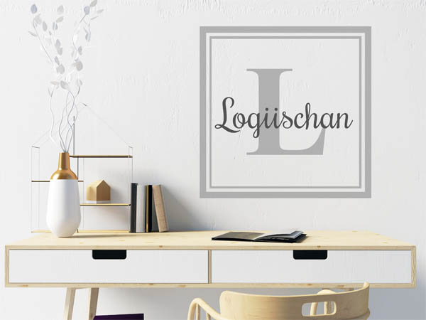Wandtattoo Logiischan als eckiges Monogramm