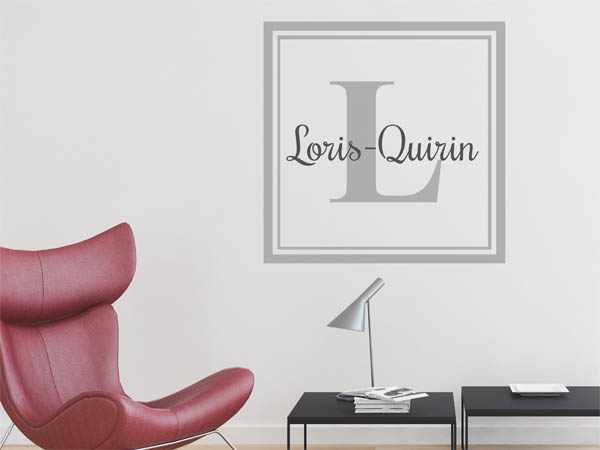 Wandtattoo Loris-Quirin als eckiges Monogramm