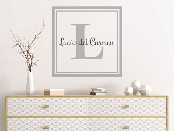 Wandtattoo Lucia del Carmen als eckiges Monogramm