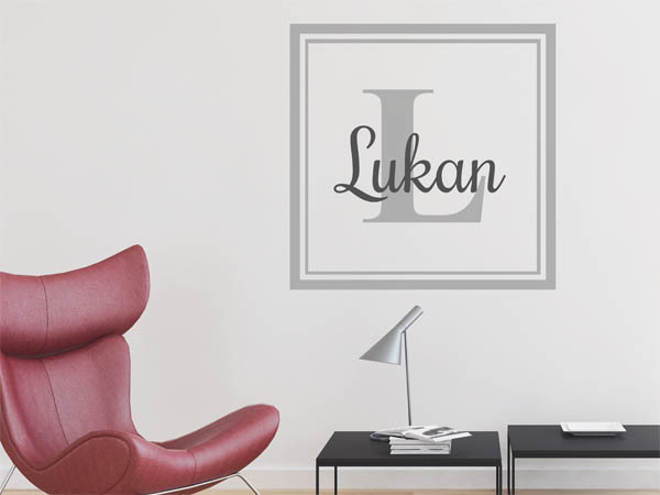 Wandtattoo Lukan als eckiges Monogramm