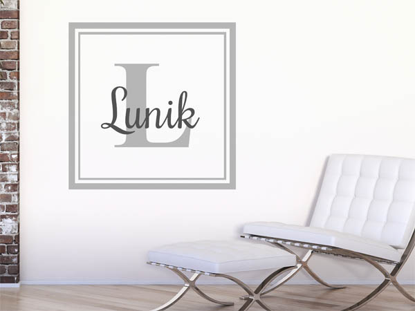 Wandtattoo Lunik als eckiges Monogramm
