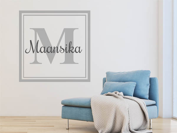 Wandtattoo Maansika als eckiges Monogramm