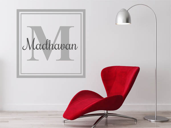 Wandtattoo Madhavan als eckiges Monogramm