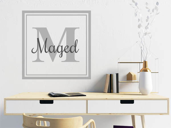 Wandtattoo Maged als eckiges Monogramm