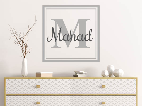 Wandtattoo Mahad als eckiges Monogramm