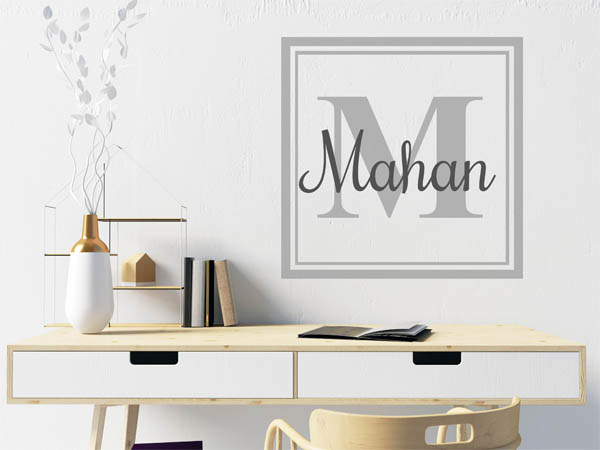 Wandtattoo Mahan als eckiges Monogramm