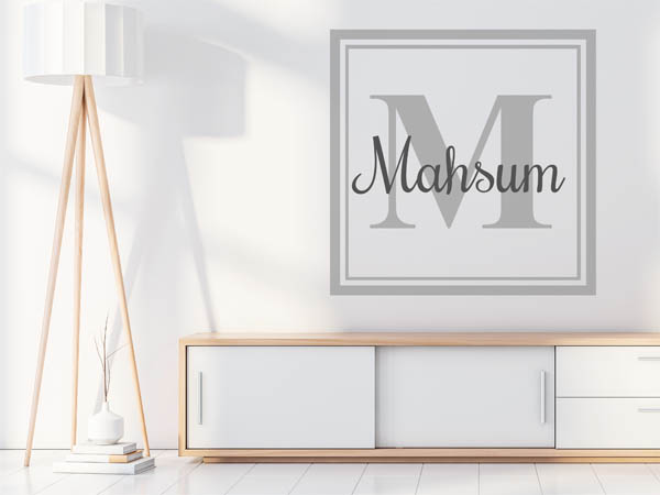 Wandtattoo Mahsum als eckiges Monogramm