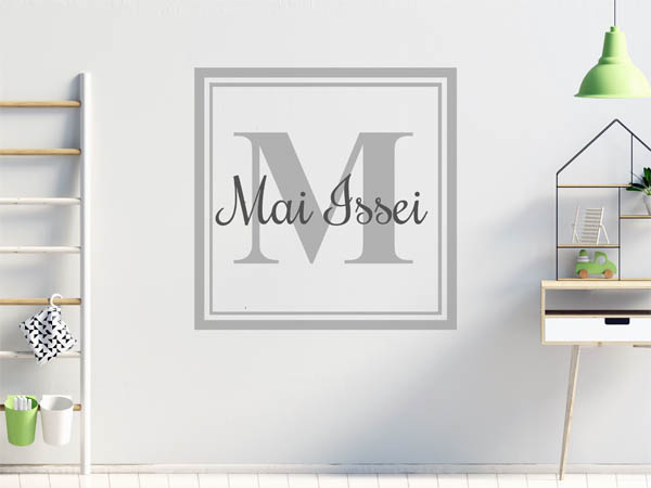 Wandtattoo Mai Issei als eckiges Monogramm