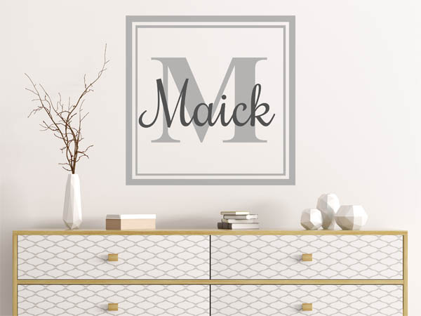 Wandtattoo Maick als eckiges Monogramm