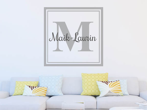 Wandtattoo Maik-Laurin als eckiges Monogramm
