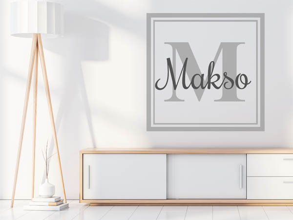Wandtattoo Makso als eckiges Monogramm