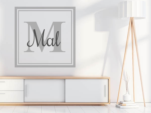 Wandtattoo Mal als eckiges Monogramm