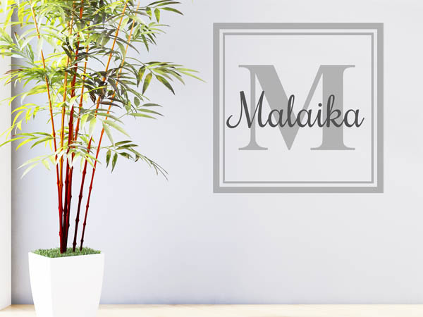 Wandtattoo Malaika als eckiges Monogramm