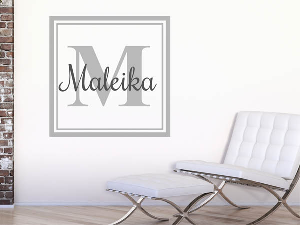 Wandtattoo Maleika als eckiges Monogramm
