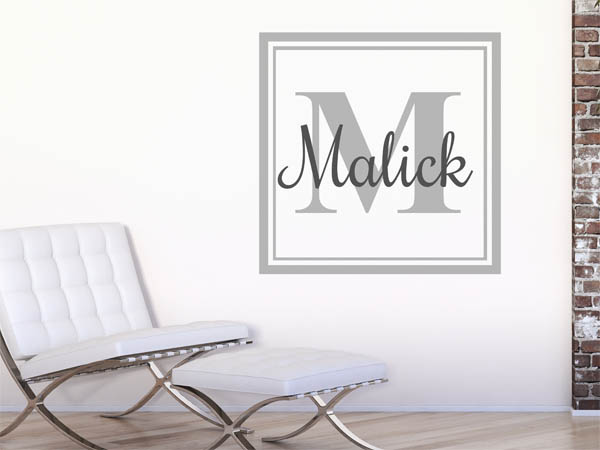 Wandtattoo Malick als eckiges Monogramm