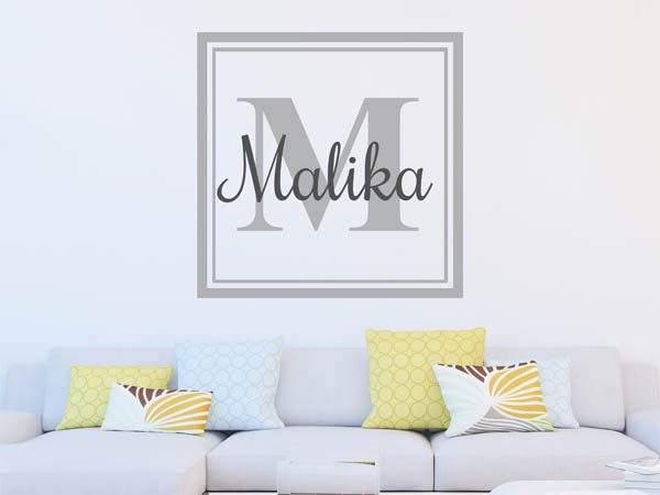 Wandtattoo Malika als eckiges Monogramm