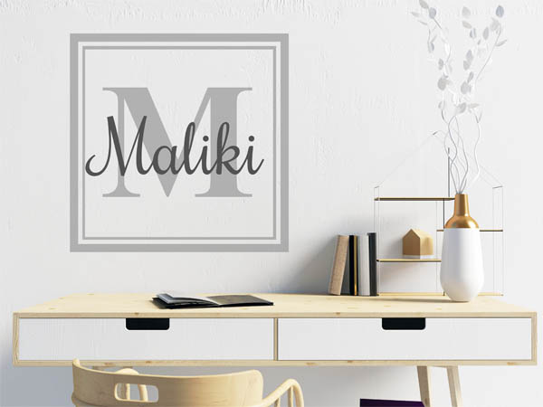 Wandtattoo Maliki als eckiges Monogramm