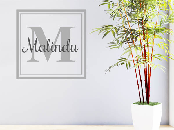 Wandtattoo Malindu als eckiges Monogramm