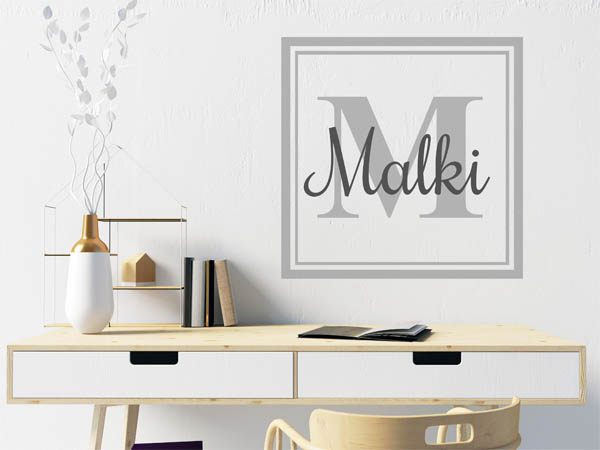 Wandtattoo Malki als eckiges Monogramm