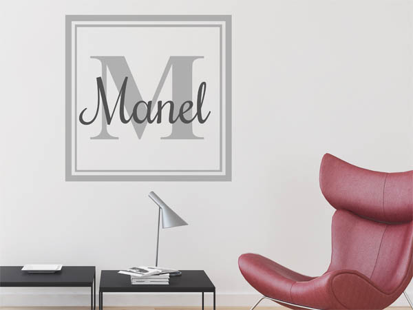 Wandtattoo Manel als eckiges Monogramm