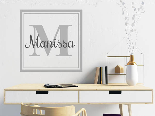 Wandtattoo Manissa als eckiges Monogramm