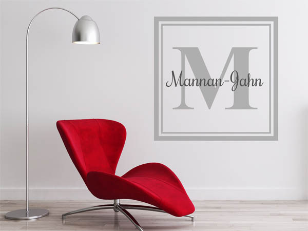 Wandtattoo Mannan-Jahn als eckiges Monogramm